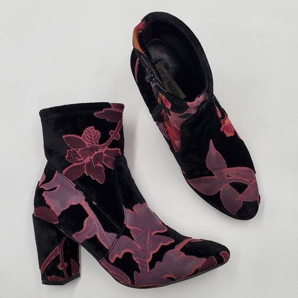 Steve Madden Velvet Floral Burnout Booties - Picture 12 of 15